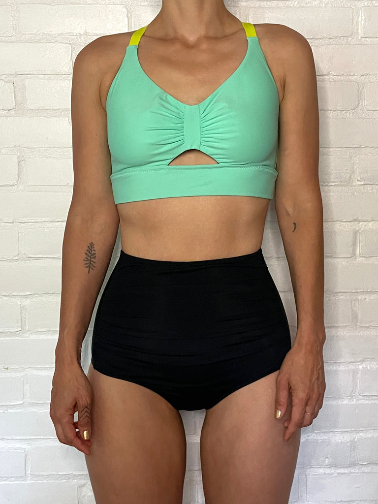 SWIM: Delia Hi-Waisted Ruched Bottoms - Black