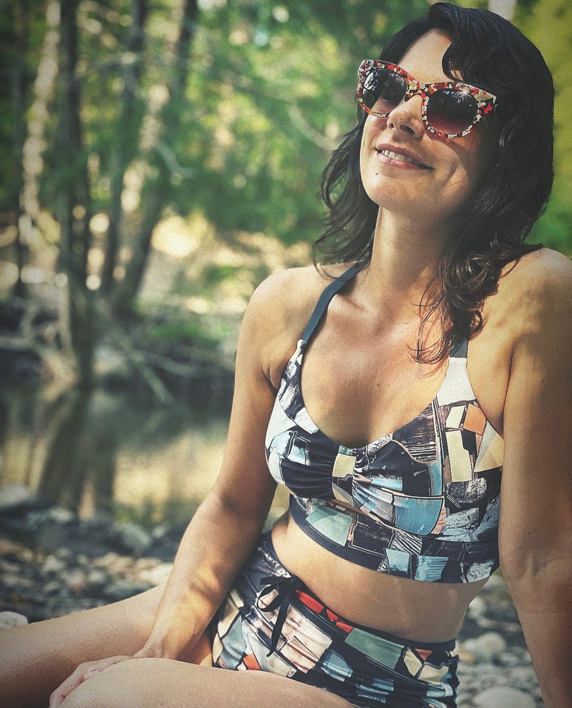 Unisex Water Short - Reversible Paint Chip Print / Grey