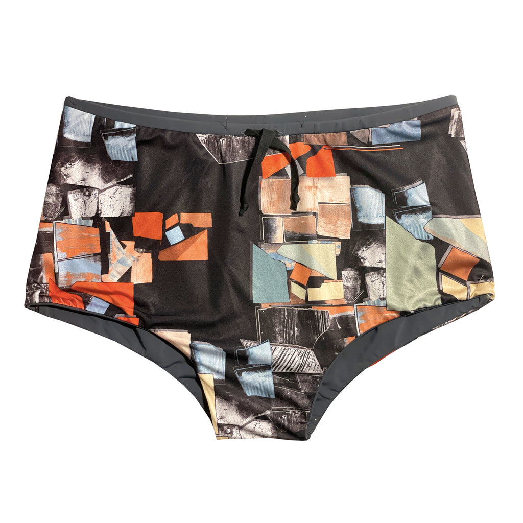 Unisex Water Short - Reversible Paint Chip Print / Grey