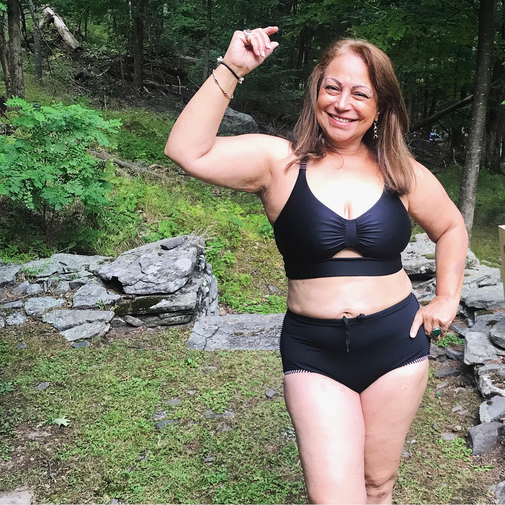 SWIM: Kim Top - Black/Pinstripe