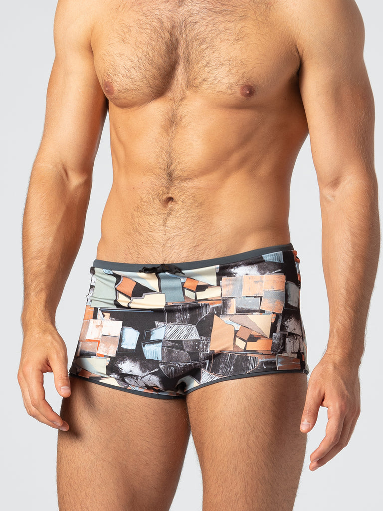 Unisex Water Short - Reversible Paint Chip Print / Grey