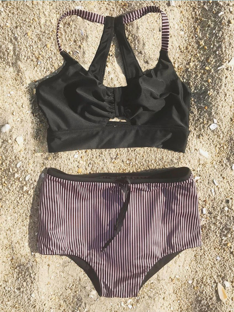 SWIM: Kim Top - Black/Pinstripe