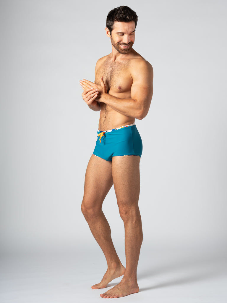 Unisex Water Short - Reversible Urban Surf Print / Jade