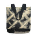 Bucket Bag - Black Shibori with Leather Pocket