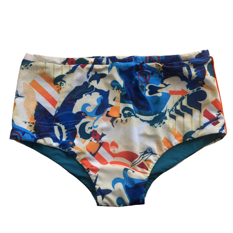 Unisex Water Short - Reversible Urban Surf Print / Jade